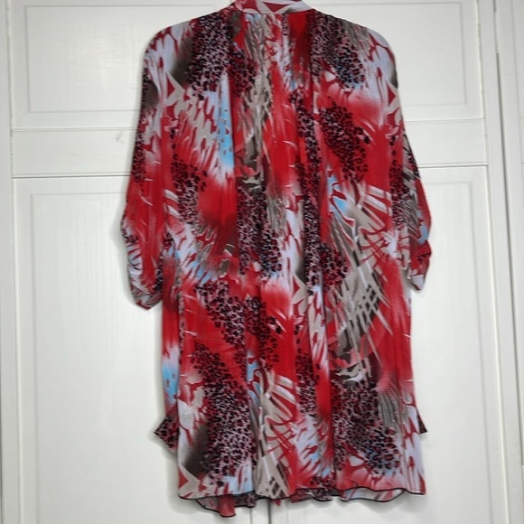 Erin London Women’s Abstract Blouse Plus Size M Red Tones - Picture 7 of 11